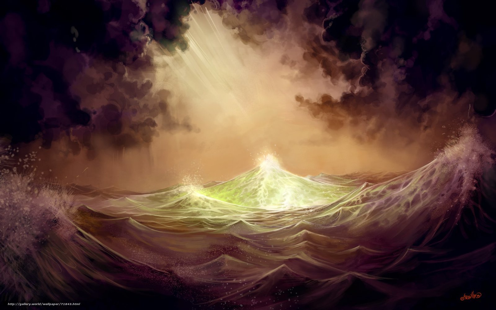 Divine light over stormy sea