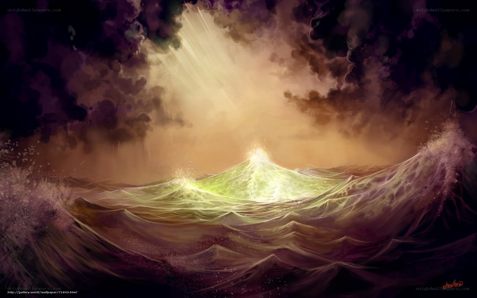 Divine light over stormy sea