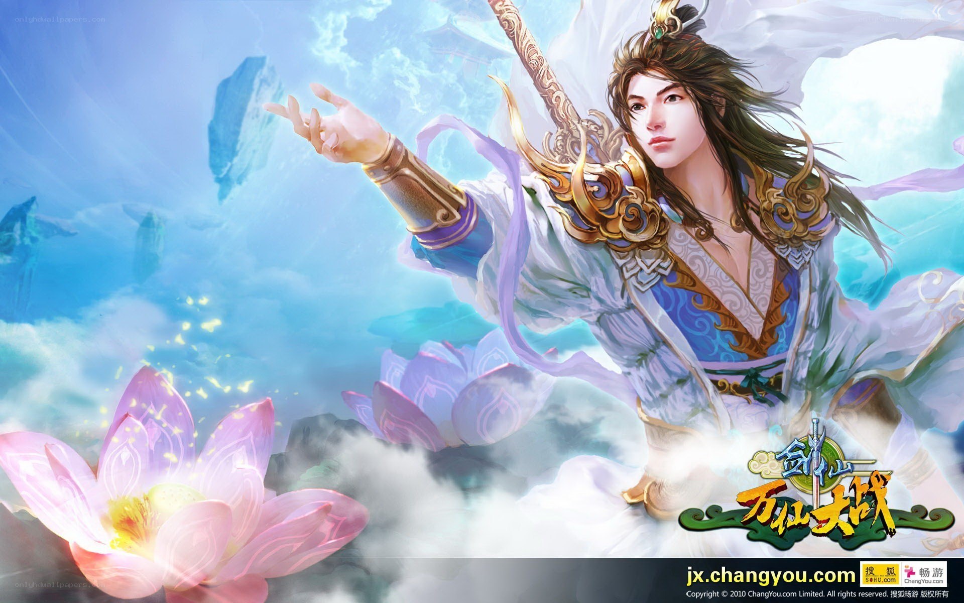 divine warrior with lotus flowers