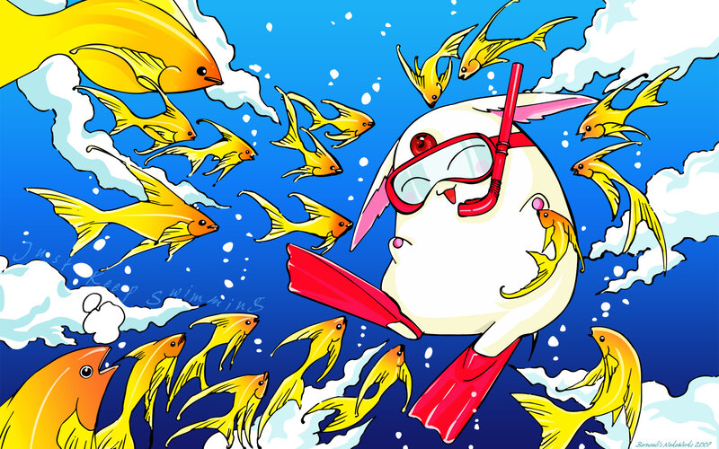 Diving Rabbit with Fish