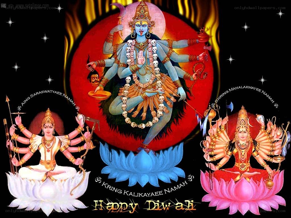 Diwali greeting with Hindu deities
