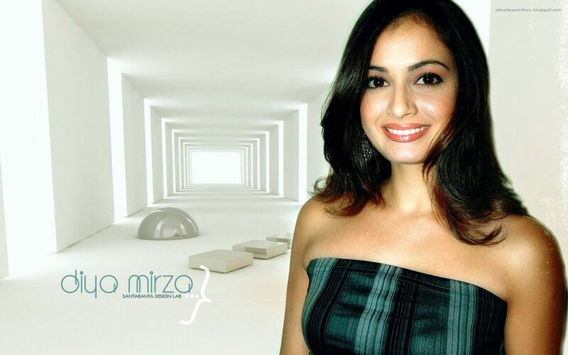 Diya Mirza in a modern corridor