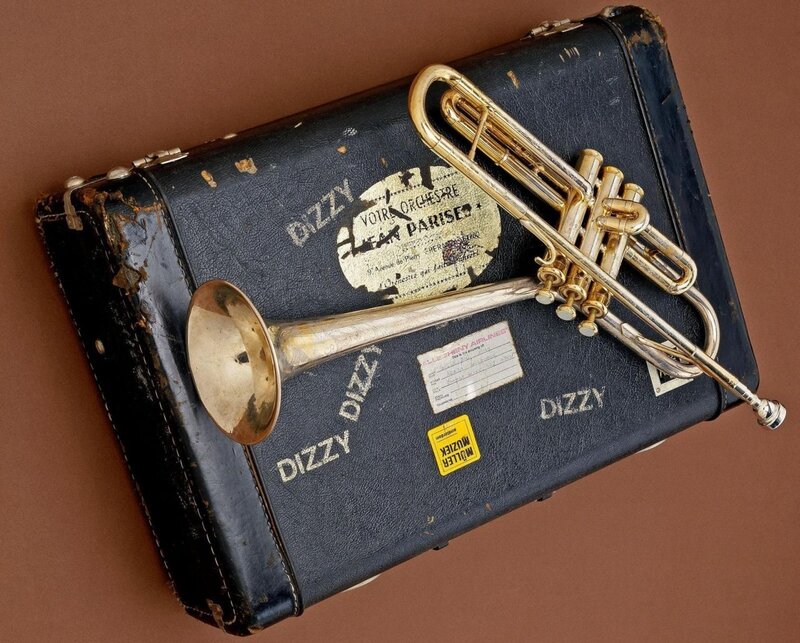 Dizzy Gillespie's trumpet and case