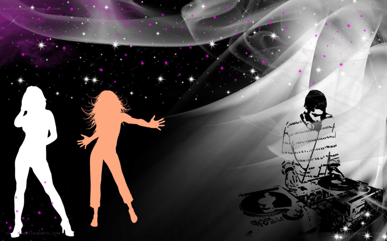 DJ and dancers silhouette