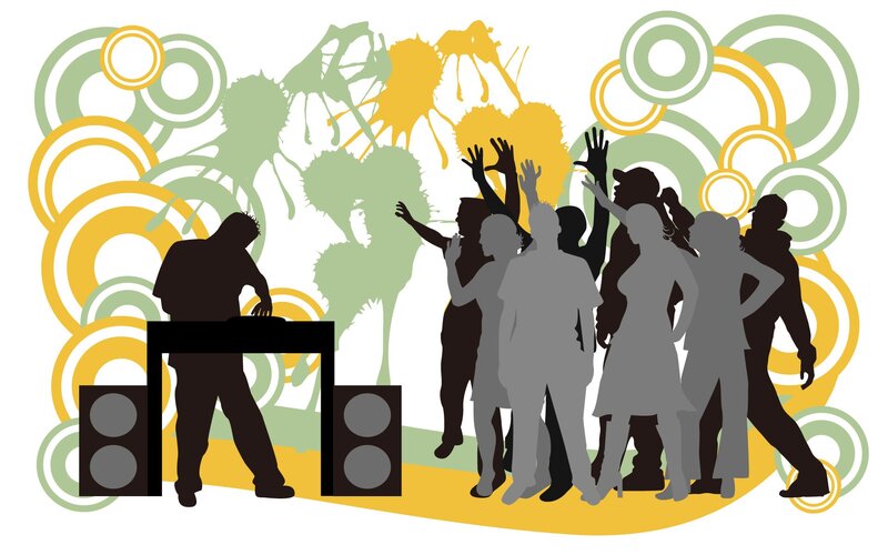 DJ and dancing crowd