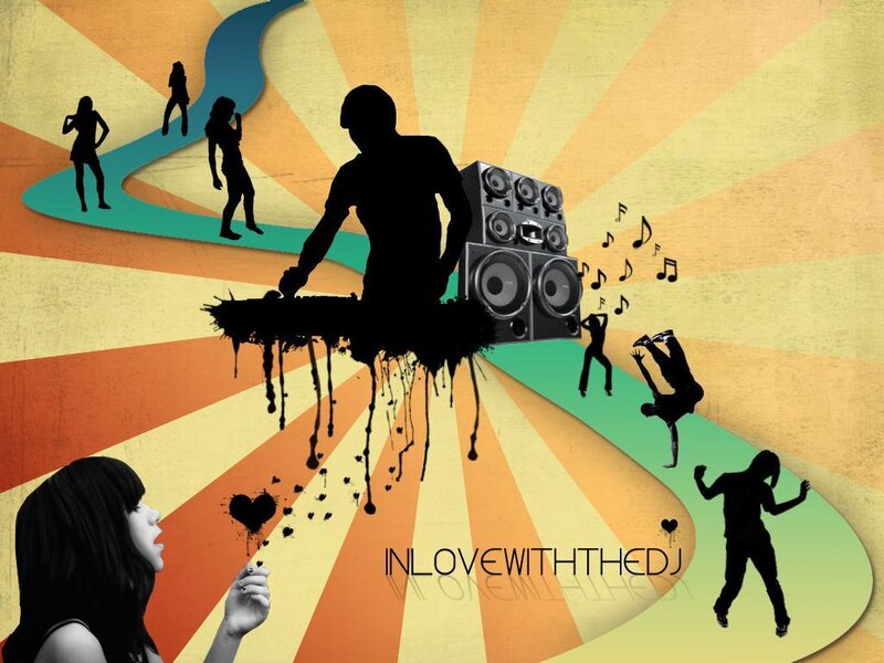 DJ and dancing silhouettes