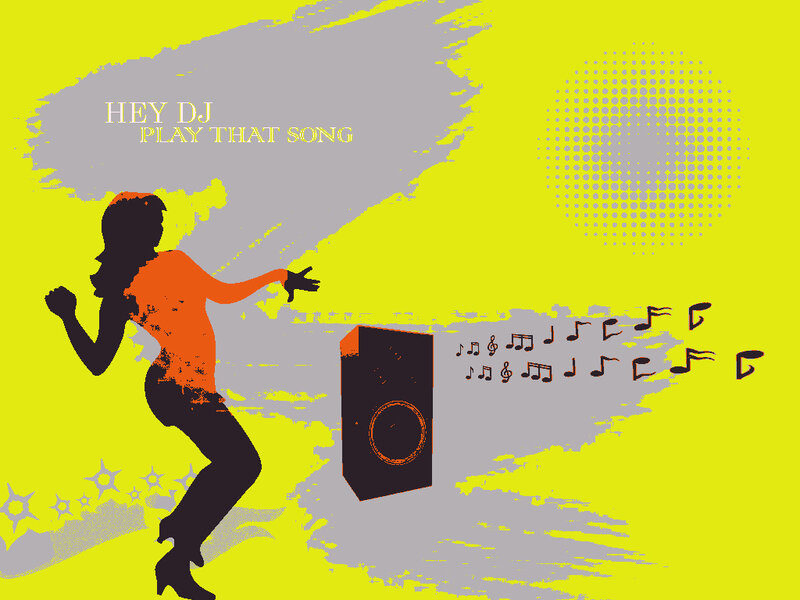 DJ and dancing woman illustration