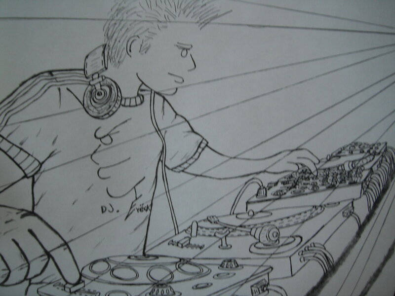 Dj at Turntable — Black, Focused