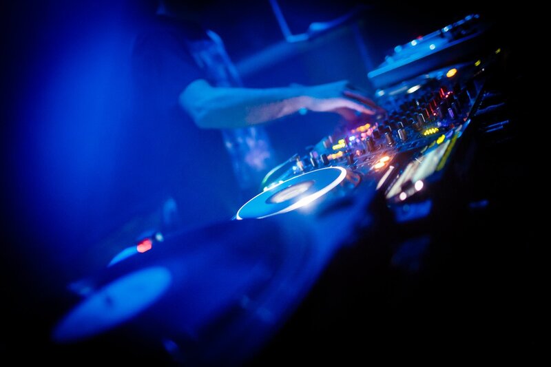 Dj at Turntable — Blue