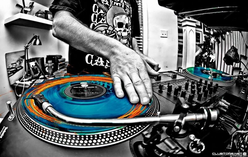 Dj at Turntables — Blue