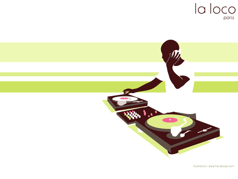 DJ at turntables illustration