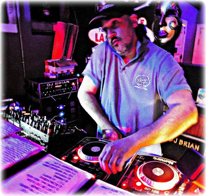 DJ at Turntables — Purple