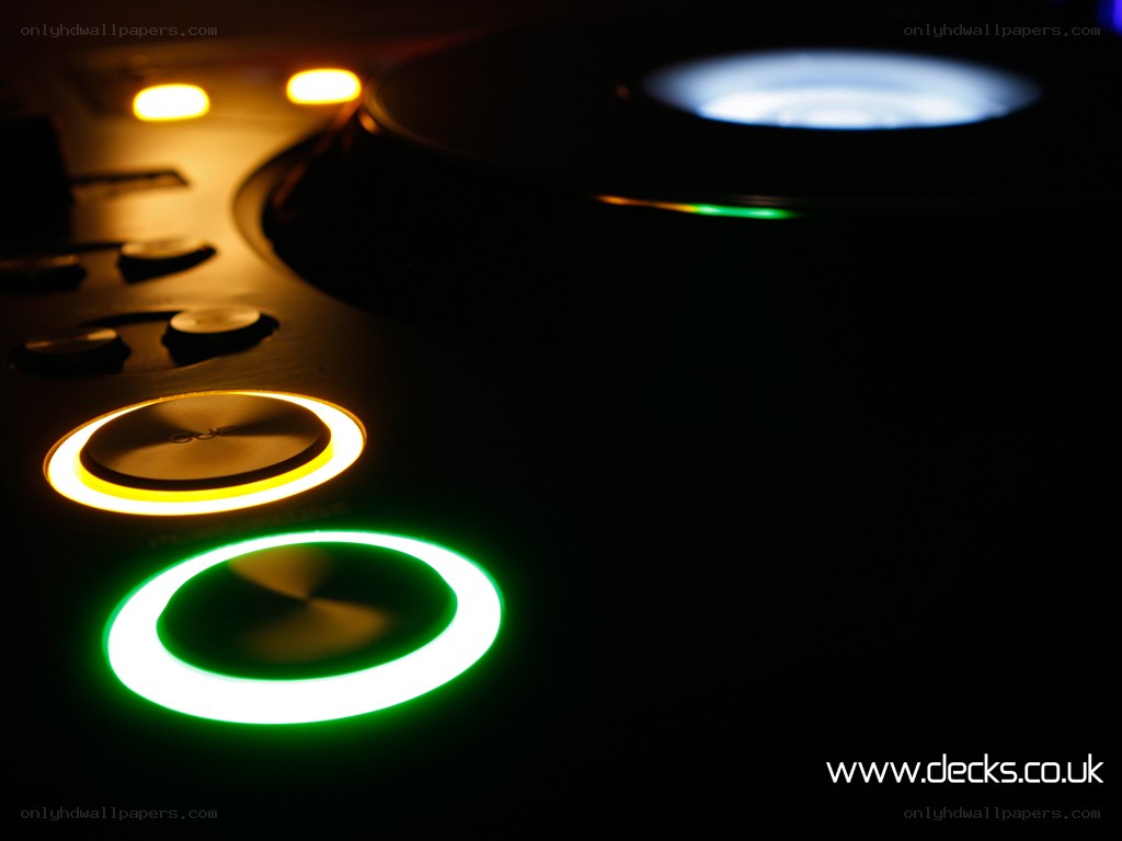 DJ controller with glowing lights
