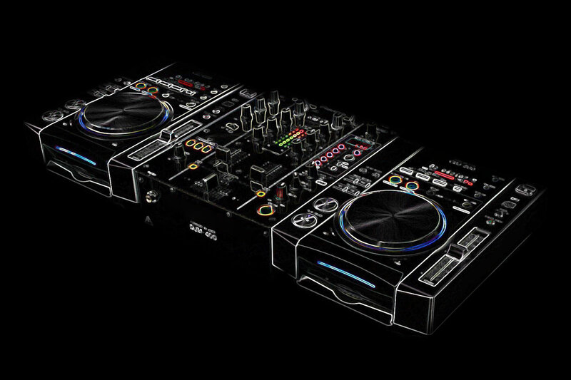 DJ controller with glowing lights