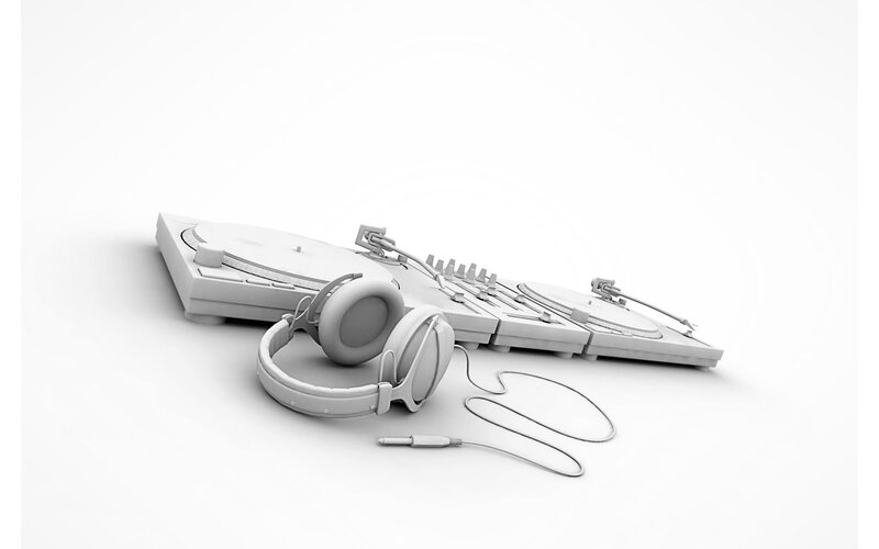 DJ Equipment and Headphones — White, Neutral, 3d Render