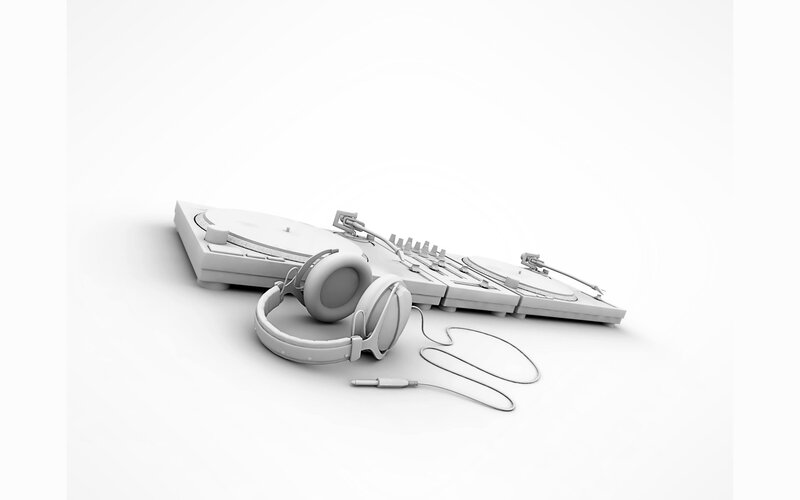 DJ Equipment and Headphones — White, Neutral