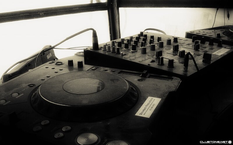 DJ equipment in a booth