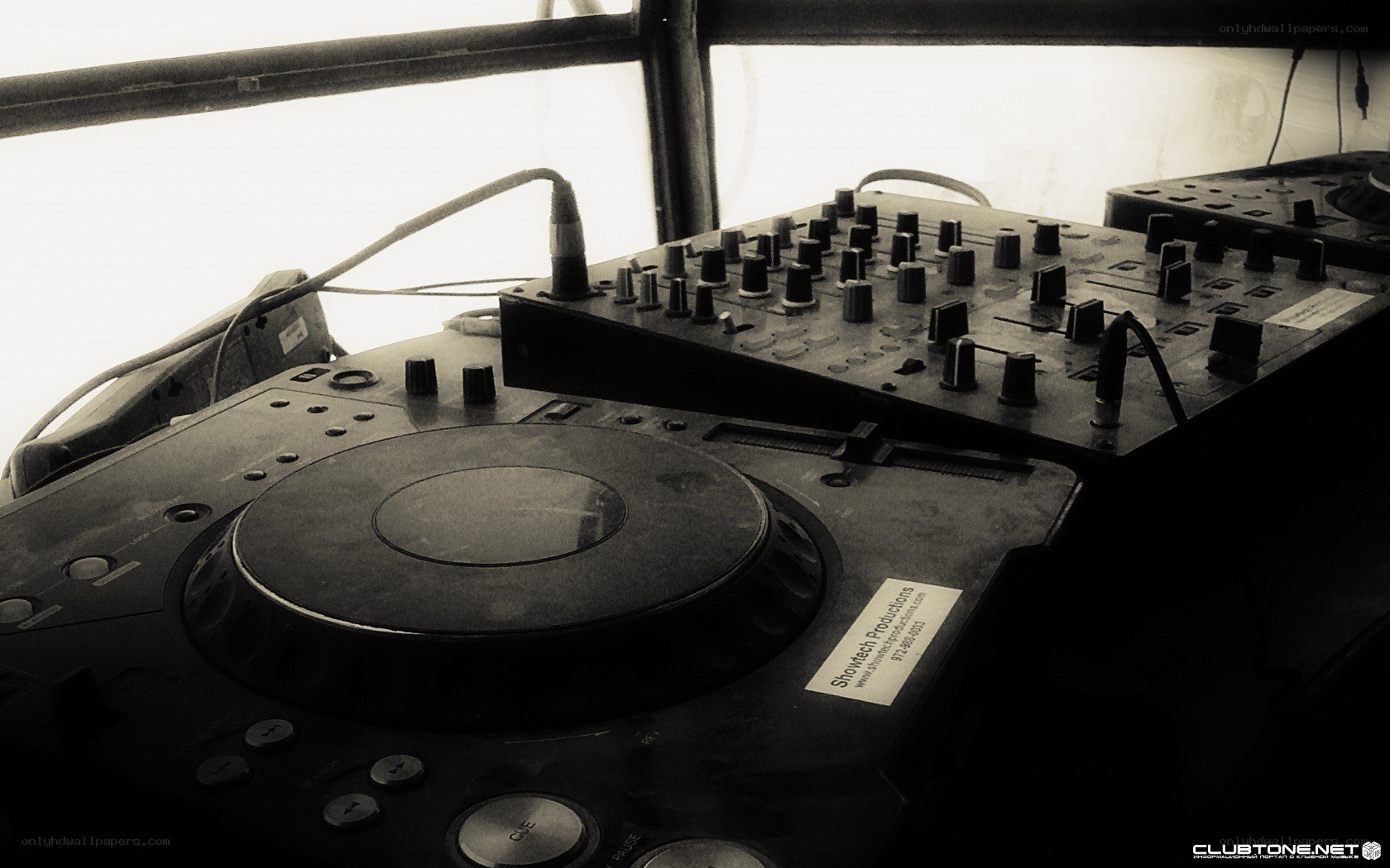 DJ equipment in a booth