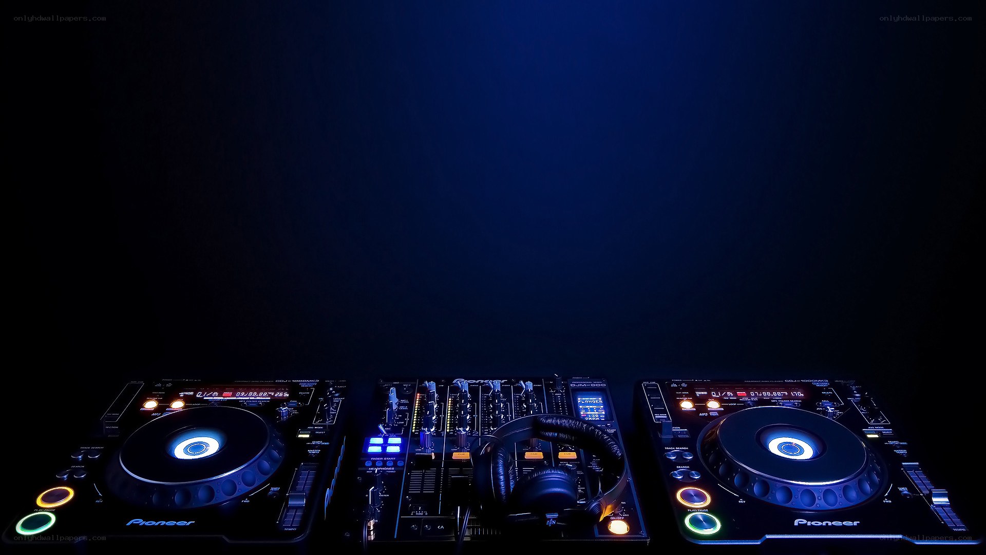 DJ equipment in dark room