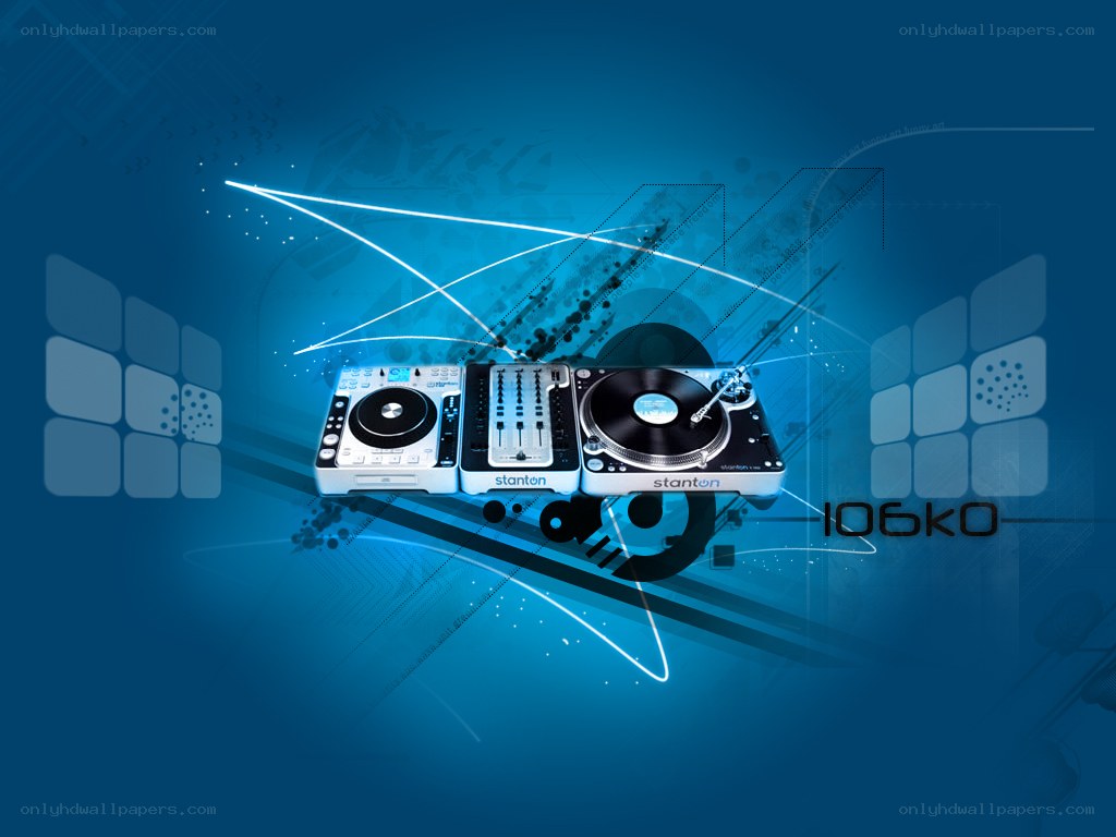 DJ equipment on blue background