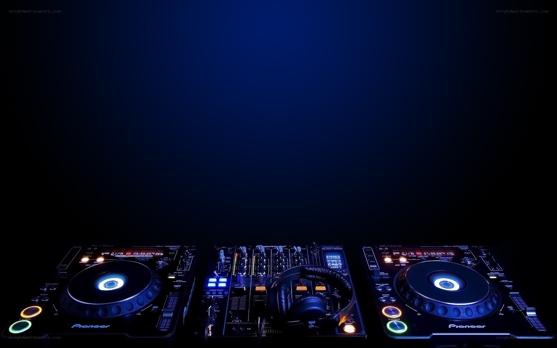 DJ equipment on dark background