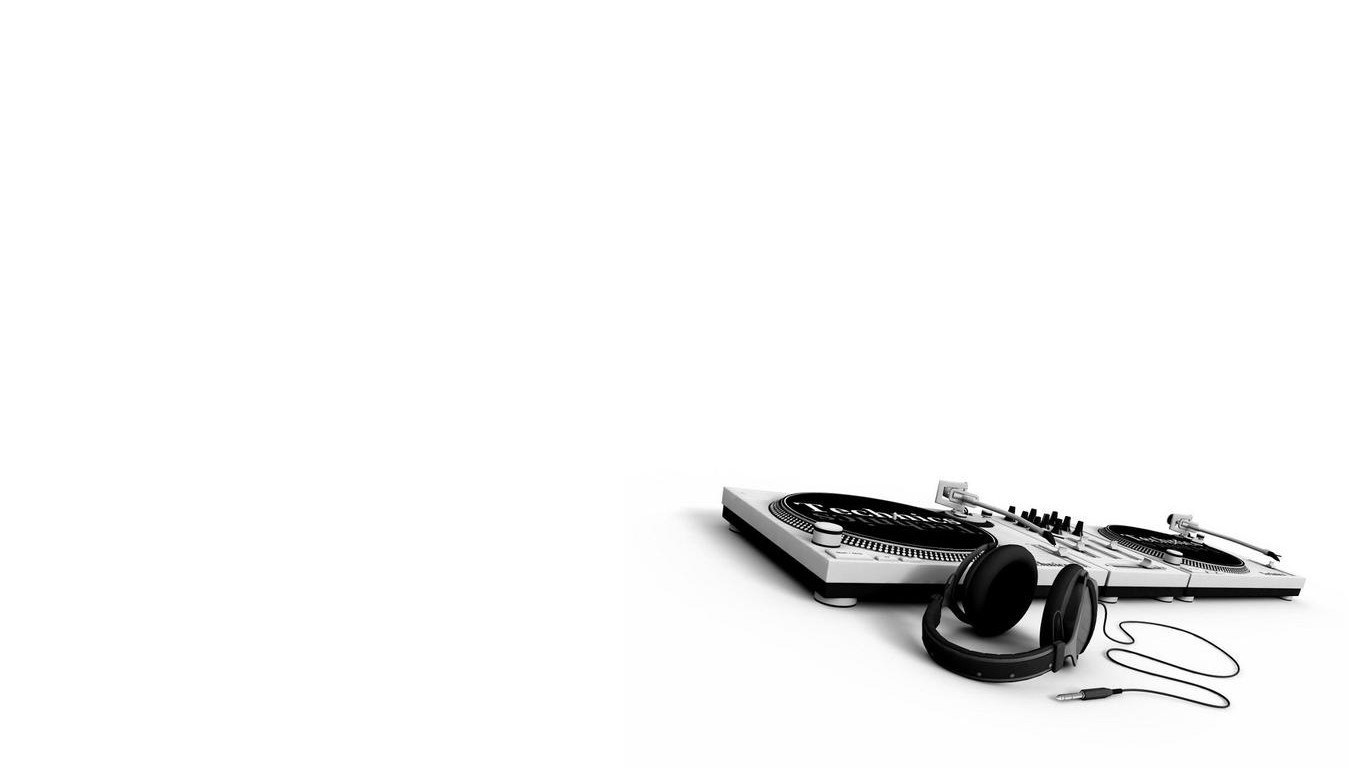 DJ equipment on white background