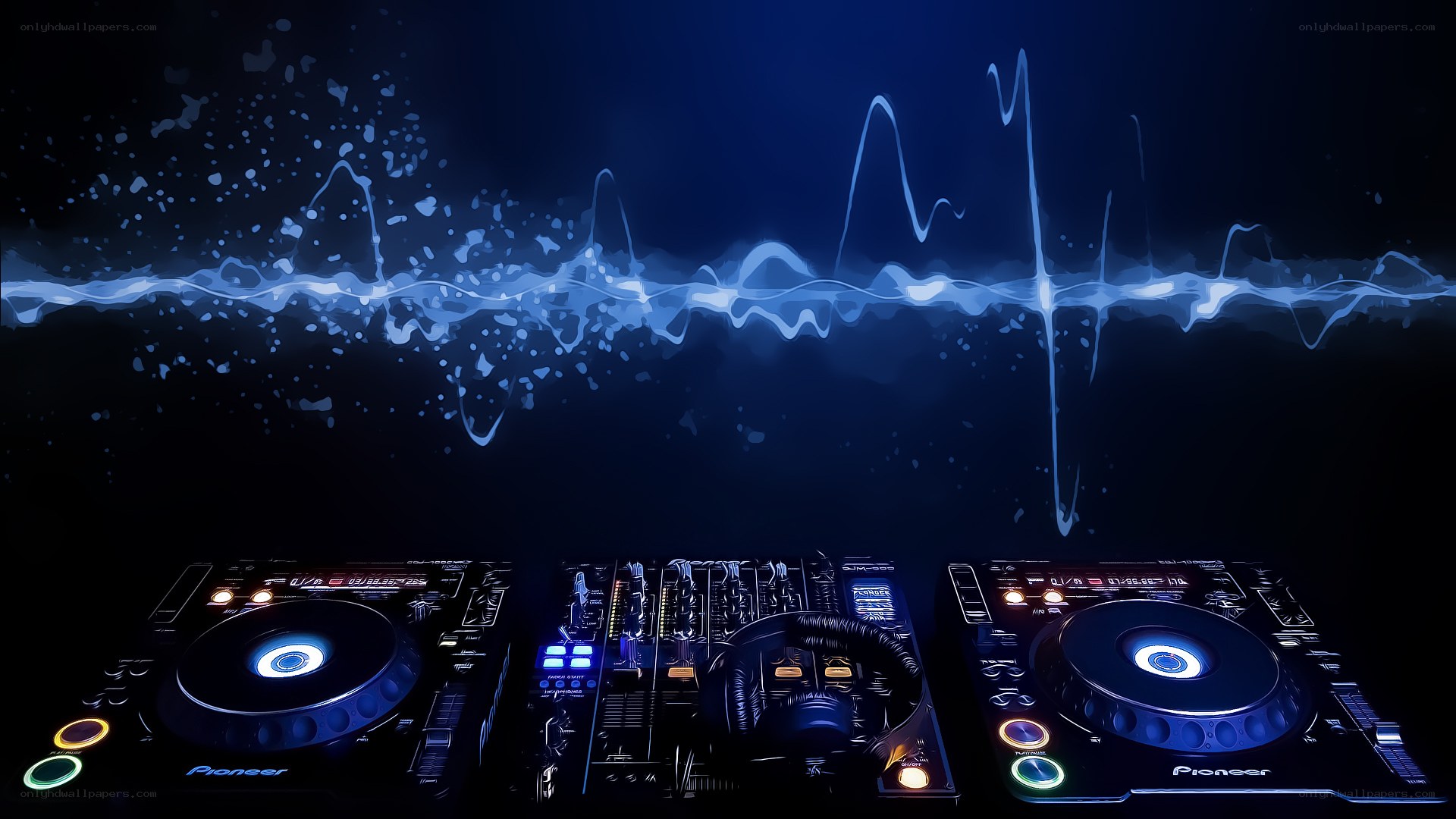 DJ equipment with audio waves
