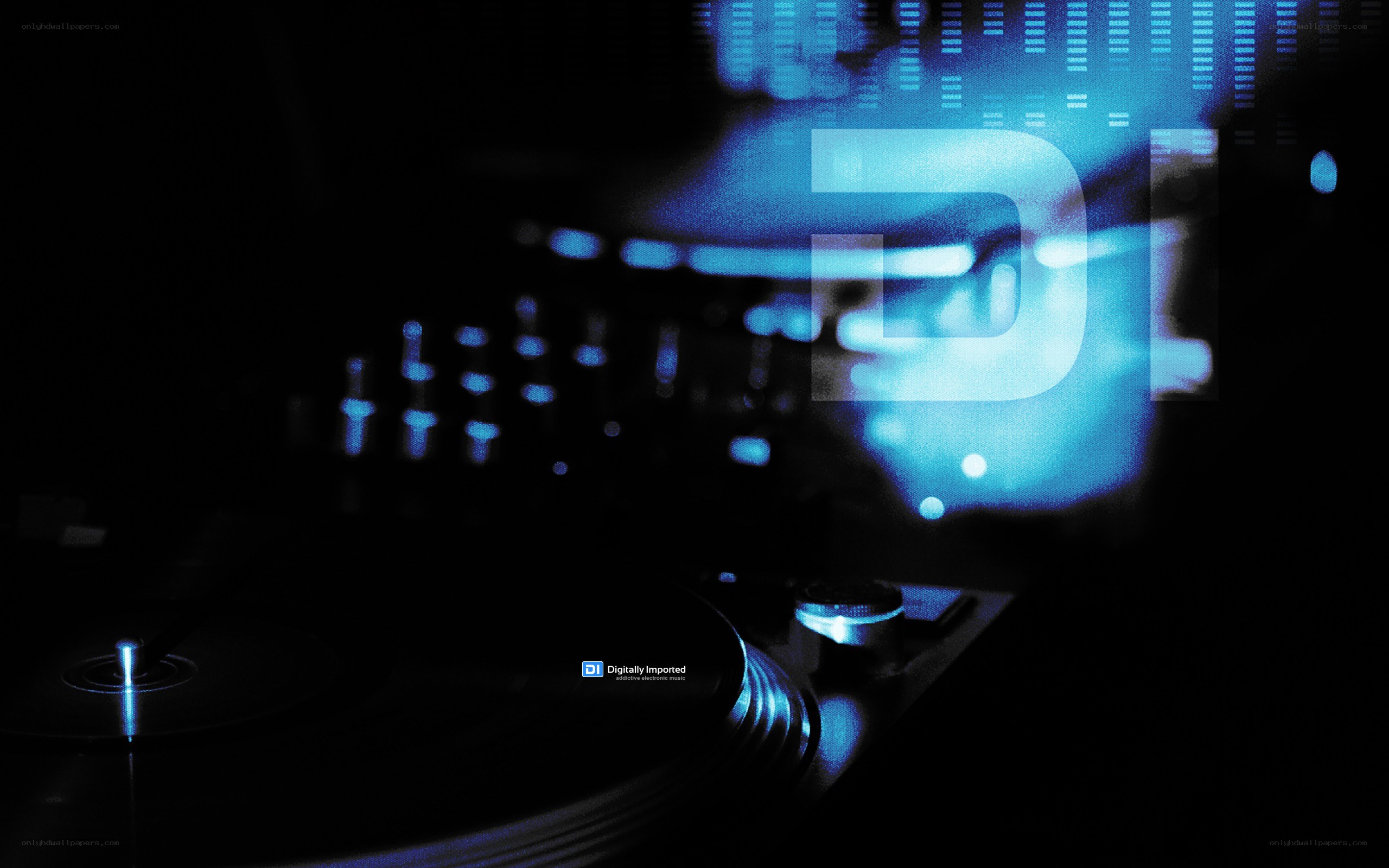 DJ equipment with blue lighting