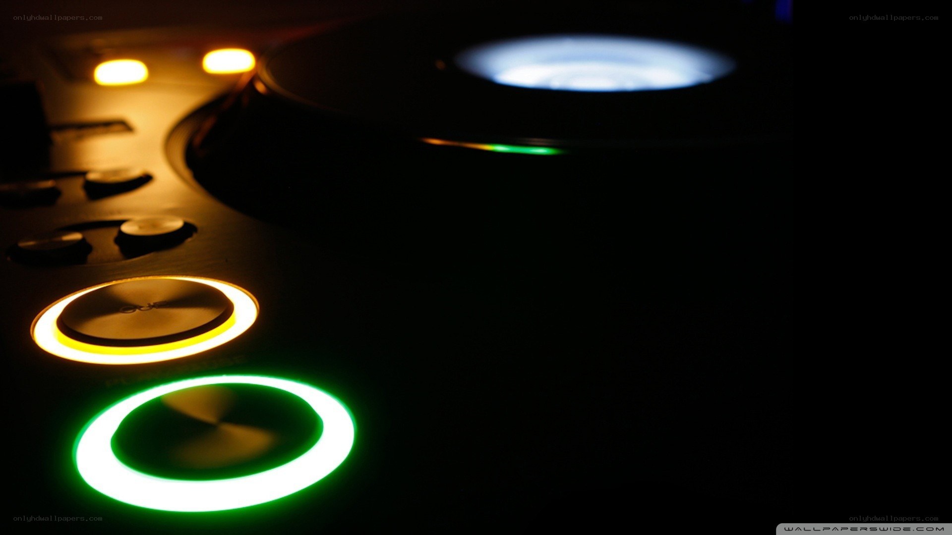 DJ equipment with glowing lights
