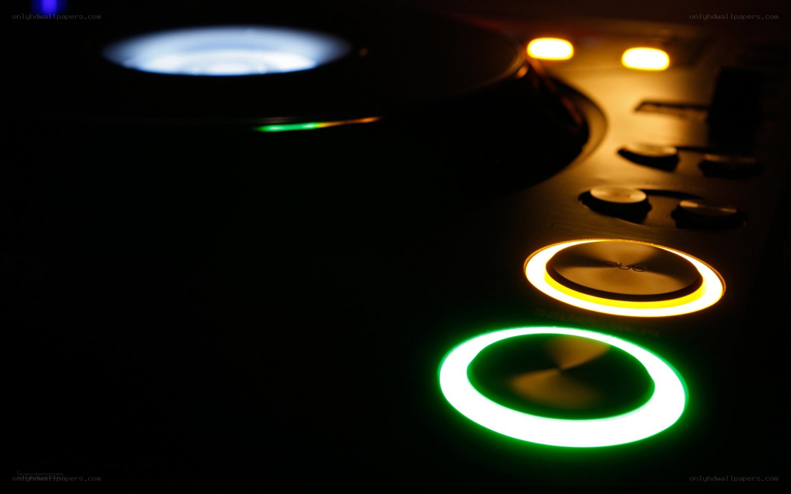 DJ equipment with glowing lights