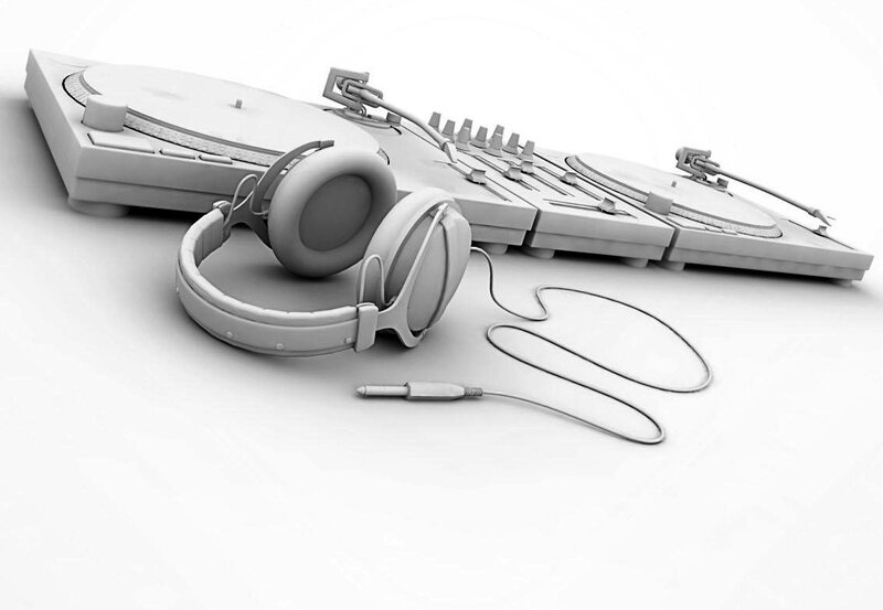 DJ Equipment with Headphones — Gray
