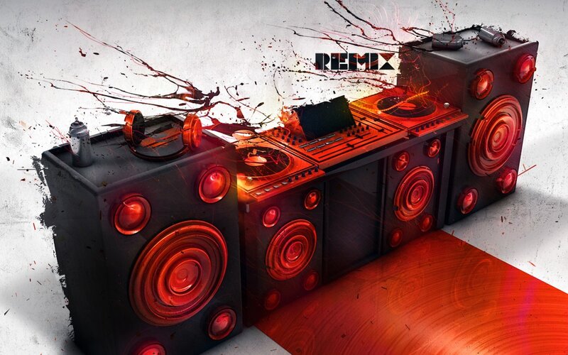 DJ equipment with red lights