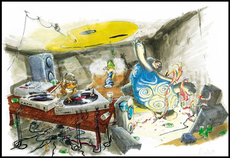 Dj frog party scene
