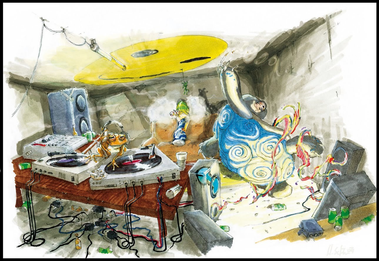 Dj frog party scene