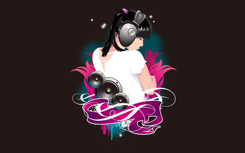 DJ girl with headphones