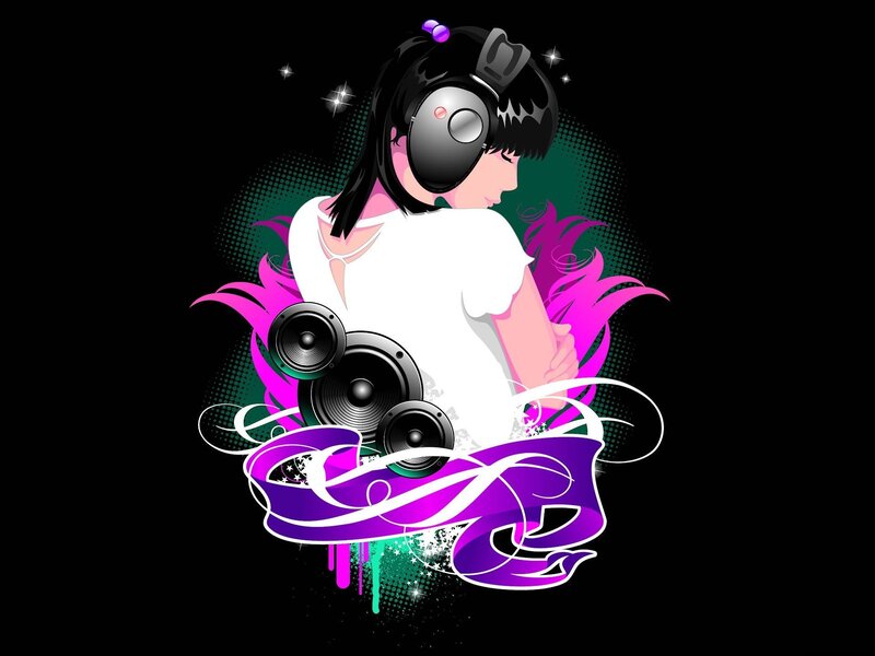 DJ girl with headphones