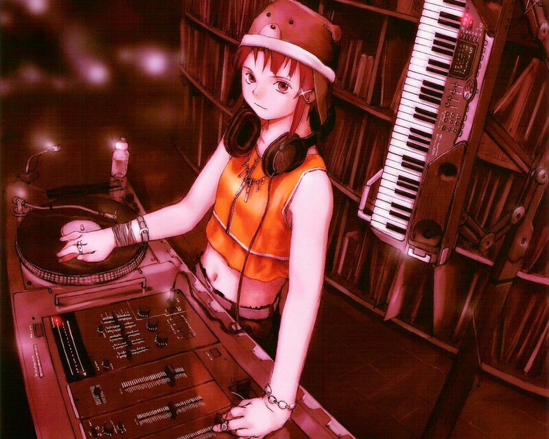 DJ girl with turntables