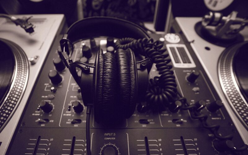 DJ headphones on a mixer
