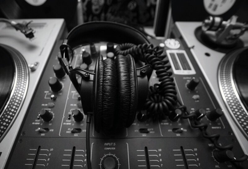 DJ headphones on a mixer