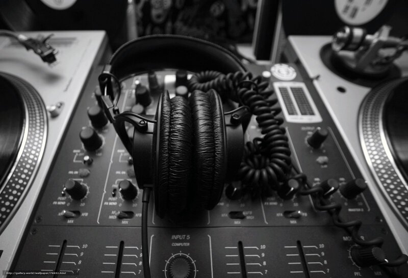 DJ headphones on mixer