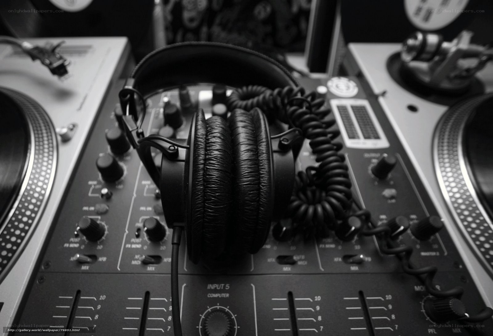 DJ headphones on mixer