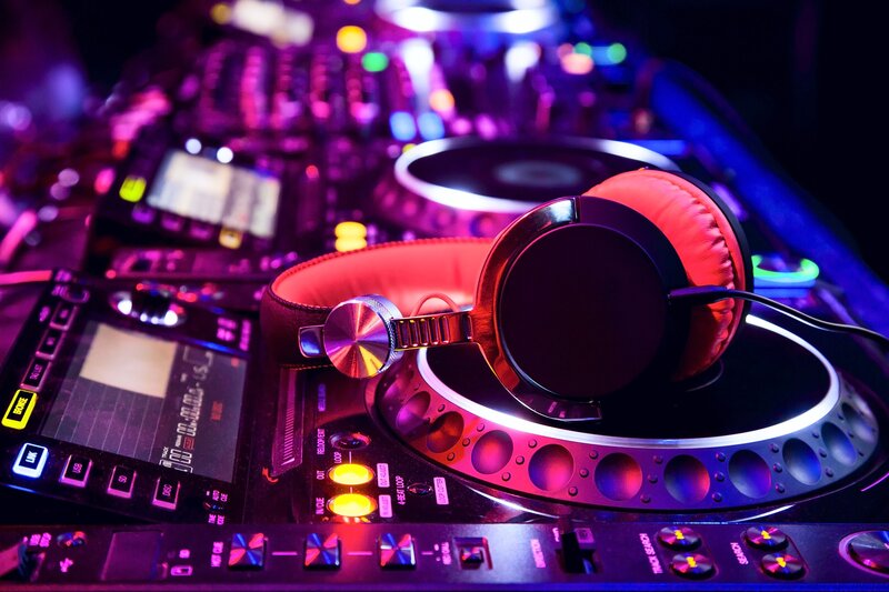DJ Headphones on Turntable