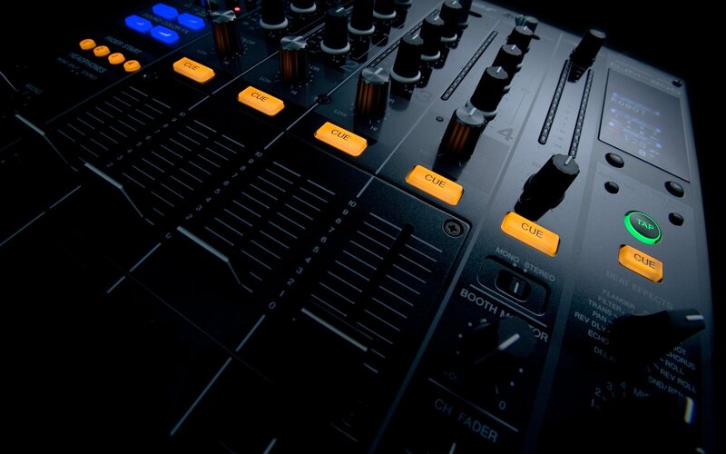 DJ Mixer Control Panel — Black, Dramatic