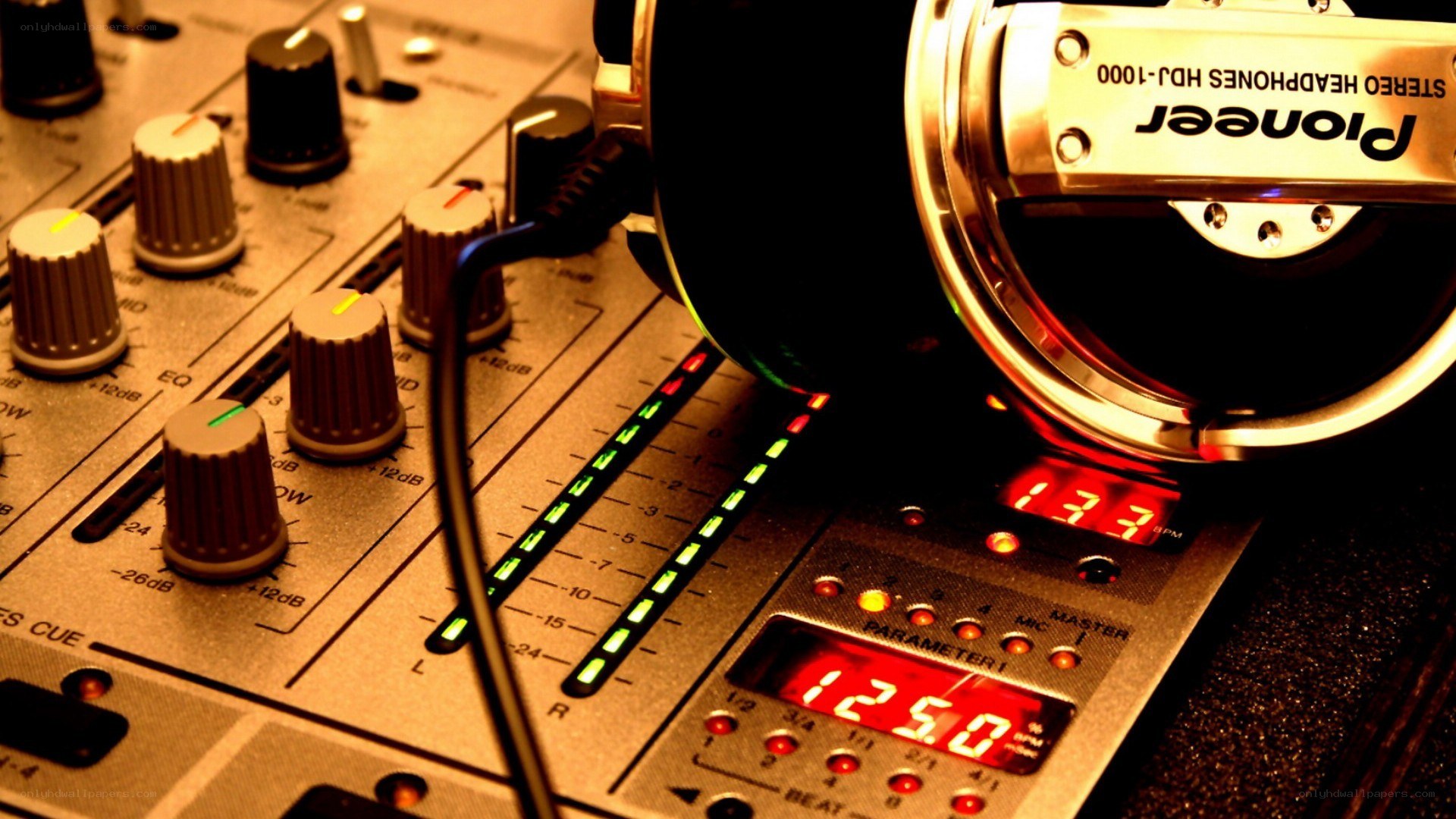 DJ mixer with headphones