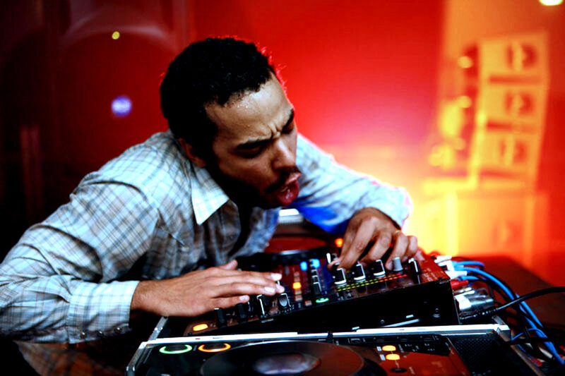 DJ mixing music at club