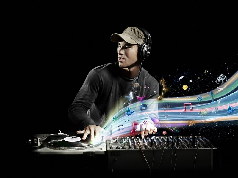 DJ mixing music with visual effects