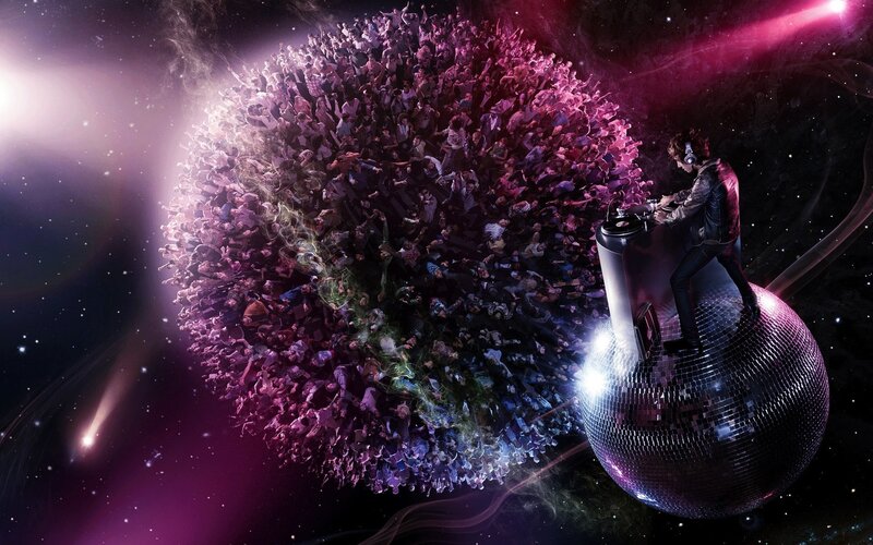 Dj on Disco Ball — Purple, Dramatic, Night