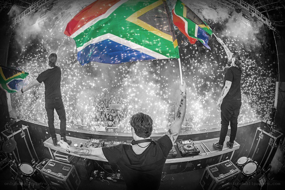 DJ performance with South African flags