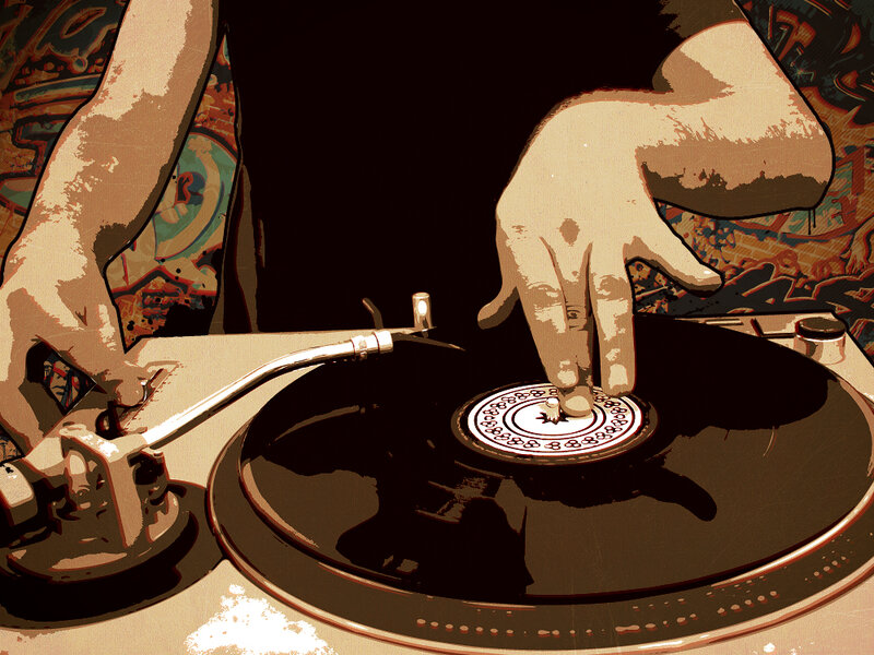 DJ playing vinyl record