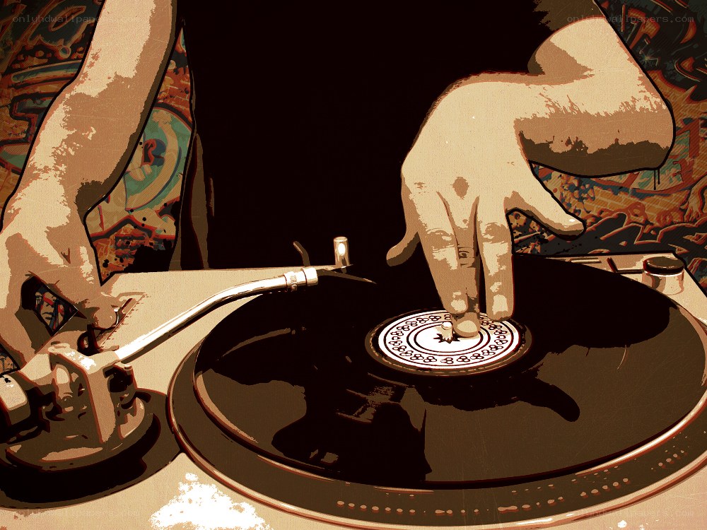 DJ playing vinyl record